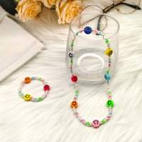 Zestaw Smiley Face Beads ， 200 szt. Happy Face Beads, 500 szt. Pearl Beads, 1000 szt Crystal Beads i 15 ft Crystal Line do samod