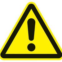 Danger area sign 200x200mm triangular plastic yellow/black
