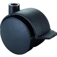 Plastic double castors with brakes for container plates, hard, Ø50mm, 50kg