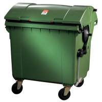 Large garbage container 1.1m3 Ku.grün 65kg 4 castors lockable.