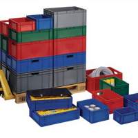 Transport stacking box gray L400xW300xH320mm walls/bottom closed PP