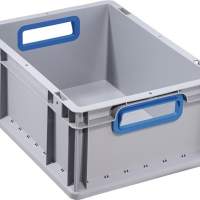 ALLIT transport stacking container L400xW300xH170mm, gray PP open handle blue