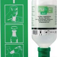Eye wash station 0.5 l with wall bracket with pictogram PLUM DIN15154-4