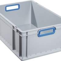 ALLIT transport stacking container L600xW400xH220mm, gray PP open handle